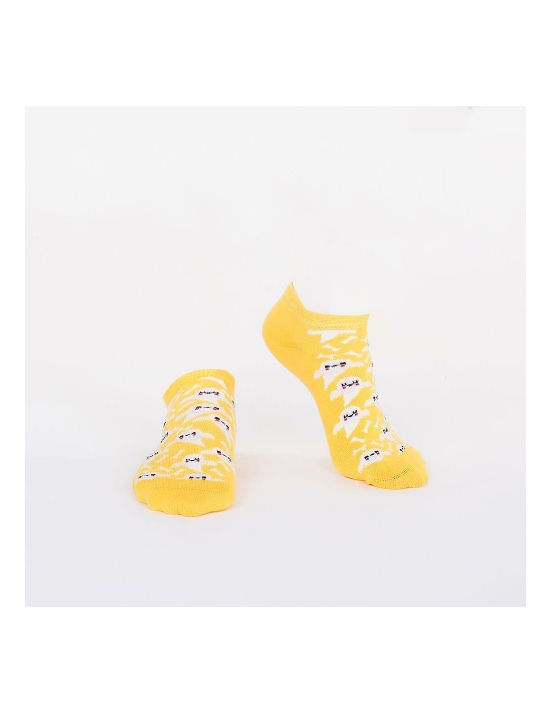 Yellow short men\'s socks with ghosts SM41 - Online store - Boutique